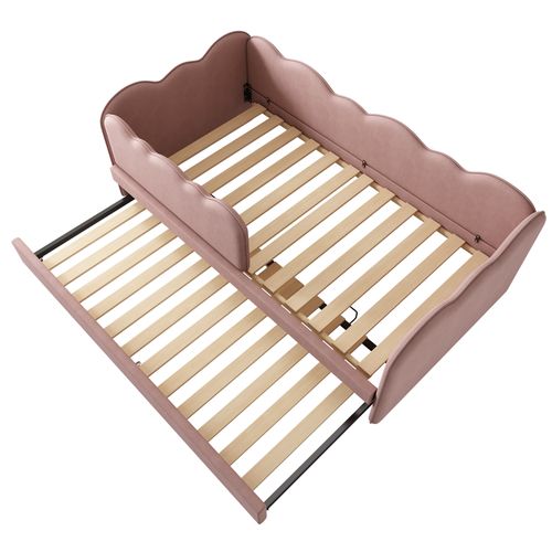 Lit Gigogne 90 X 190cm Avec Sommier Lin Rose