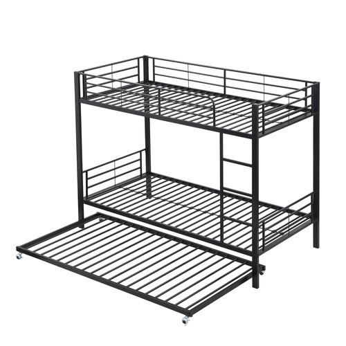 Lit Superposé 2x90x200cm Avec Lit Gigogne 90x190cm Noir - Lit Superposé - Mezzanine But