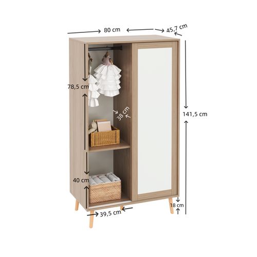 Armoire Enfant Avec 2 Portes Coulissantes Et Penderie Blanc