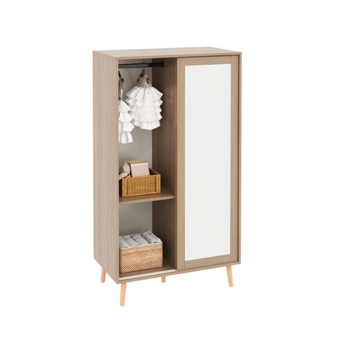 Armoire Enfant Avec 2 Portes Coulissantes Et Penderie Blanc