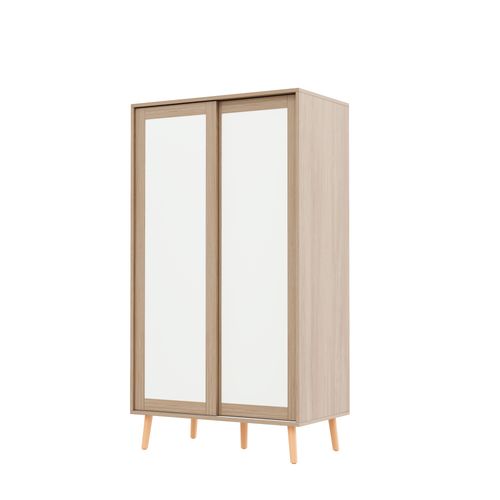 Armoire Enfant Avec 2 Portes Coulissantes Et Penderie Blanc