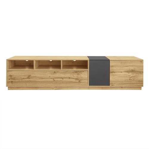 Meuble TV Avec 3 Portes Et 3 Niches Imitation Chêne