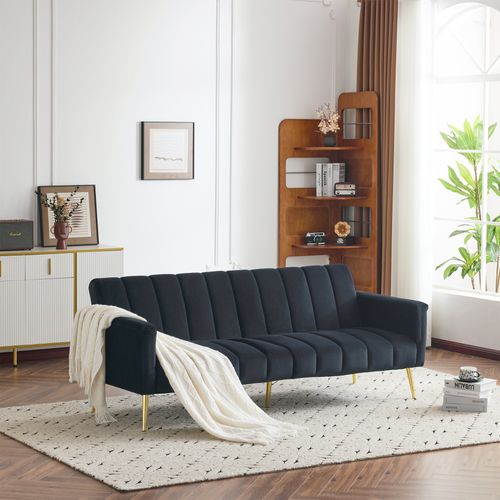 Canapé 2 Places Convertible Velours Noir