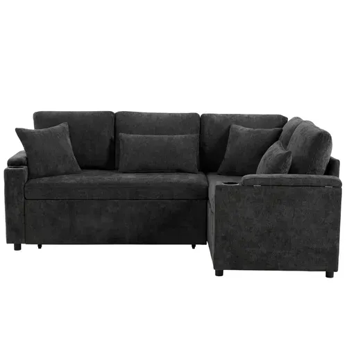 Canapé D'angle En L Convertible Méridienne Réversible Gris Foncé