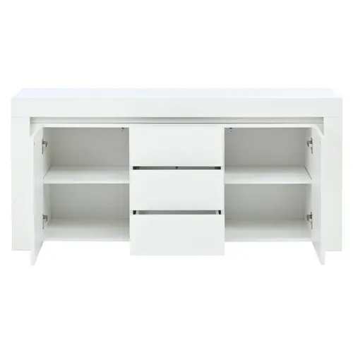 Buffet Avec LED, 2 Portes Et 3 Tiroirs Blanc