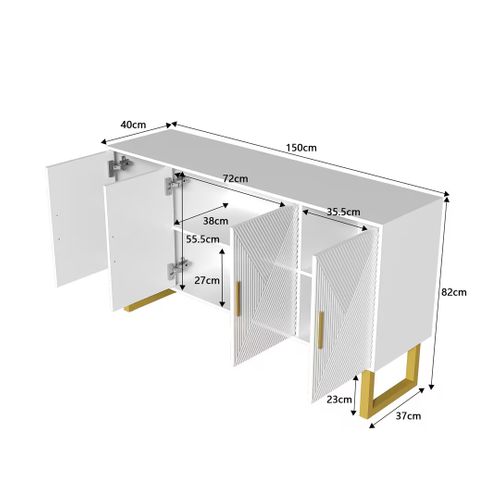 Buffet Avec 4 Portes Étagères Réglables Blanc