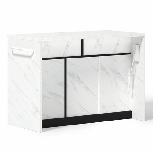 Ilot Central Cuisine Comptoir Avec 3 Portes Et 2 Tiroirs Noir