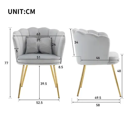 Fauteuil Fixe Avec Coussin Papillon Et Pieds En Métal Gris