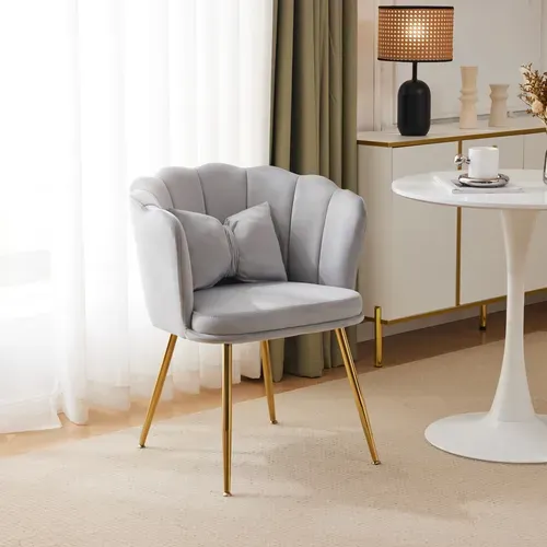 Fauteuil Fixe Avec Coussin Papillon Et Pieds En Métal Gris