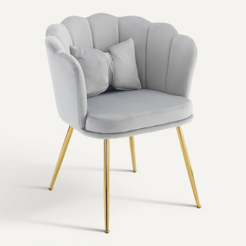 Fauteuil Fixe Avec Coussin Papillon Et Pieds En Métal Gris