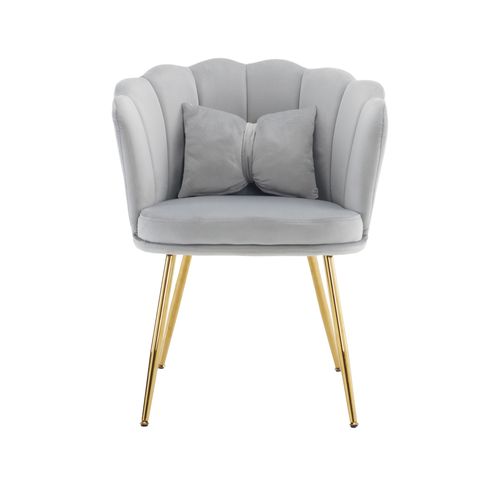 Fauteuil Fixe Avec Coussin Papillon Et Pieds En Métal Gris