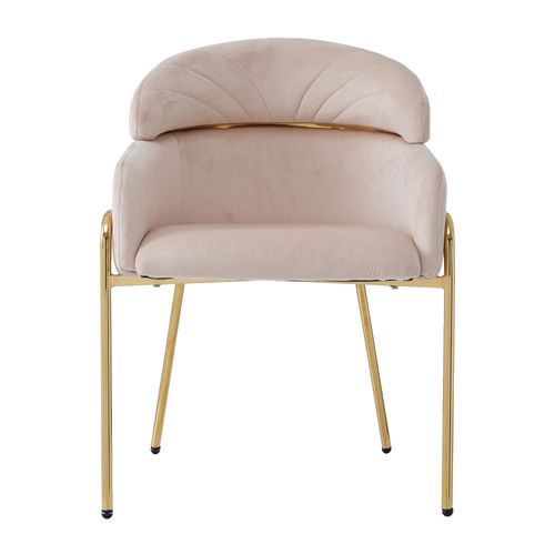 Chaise De Salle À Manger Avec 4 Pieds En Métal, Velours Beige