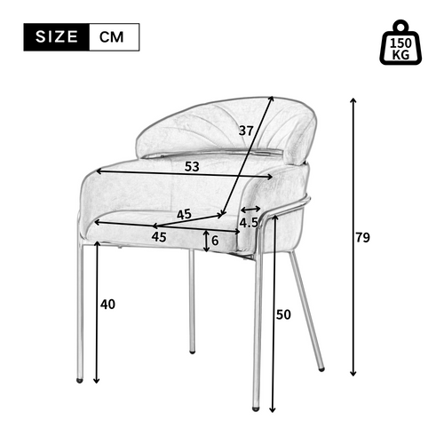 Chaise De Salle À Manger Avec 4 Pieds En Métal, Velours Beige
