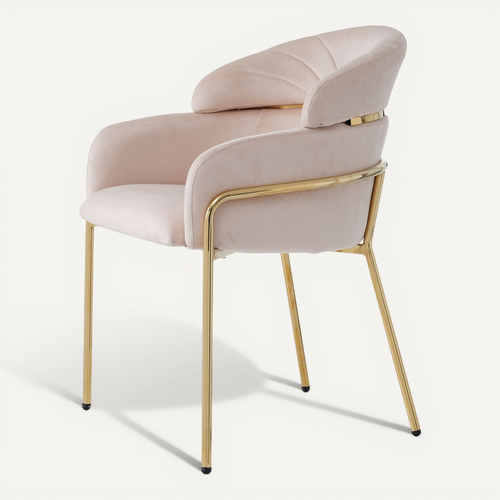 Chaise De Salle À Manger Avec 4 Pieds En Métal, Velours Beige