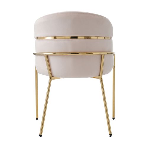 Chaise De Salle À Manger Avec 4 Pieds En Métal, Velours Beige
