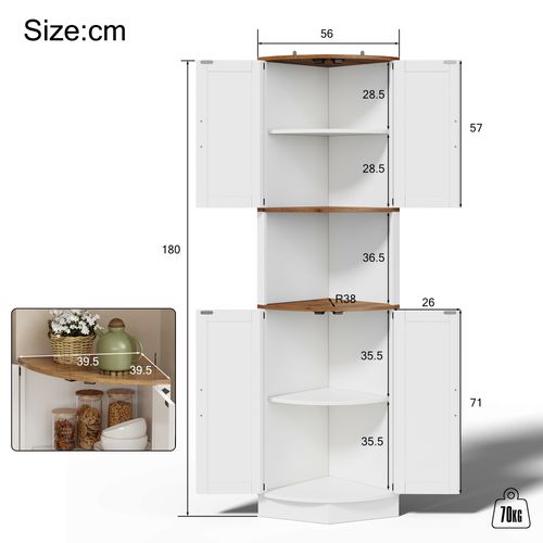Buffet De Cuisine Meuble D'angle Avec 4 Portes Et 1 Niche Blanc