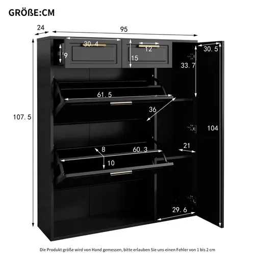 Meuble à Chaussures Avec 3 Portes Et 2 Tiroirs Noir
