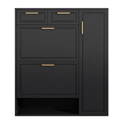 Meuble à Chaussures Avec 3 Portes Et 2 Tiroirs Noir