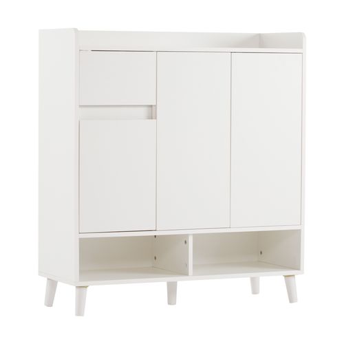 Meuble à Chaussures Avec 3 Portes Et 1 Tiroir Blanc - Meuble à Chaussures