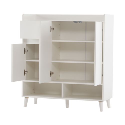 Meuble à Chaussures Avec 3 Portes Et 1 Tiroir Blanc - Meuble à Chaussures