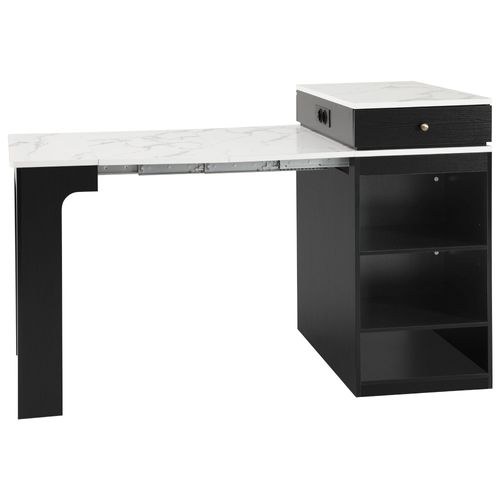 Ilot Central Ilot De Cuisine Avec 1 Porte, 2 Tiroirs Et Table Extensible Noir