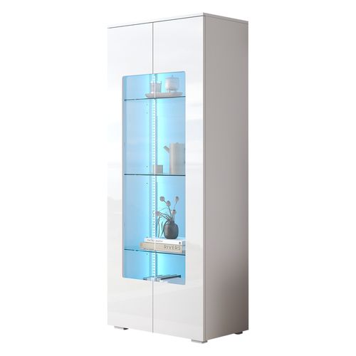 Vitrine Avec LED Et 2 Portes Blanc