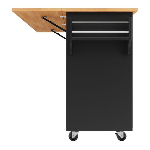 Desserte Ilot Central De Cuisine Mobile Avec 1 Porte Et 8 Tiroirs Noir