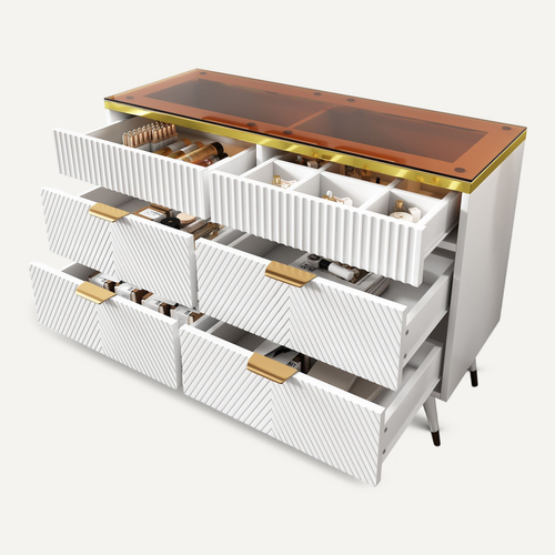 Commode Avec 6 Tiroirs Blanc 120 X 40 X 76 Cm