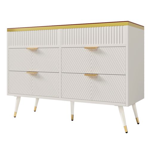 Commode Avec 6 Tiroirs Blanc 120 X 40 X 76 Cm