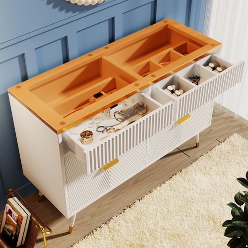 Commode Avec 6 Tiroirs Blanc 120 X 40 X 76 Cm