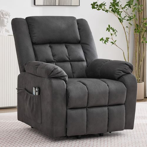 Fauteuil Relax Avec USB, Porte-gobelet, Fonctions De Chauffage Et De Massage Gris