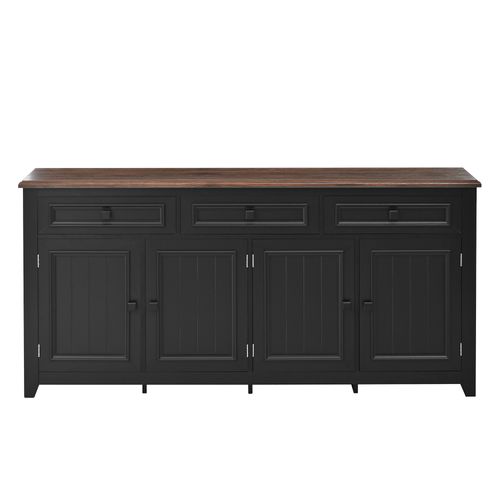 Buffet Avec 4 Portes Et 3 Tiroirs Noir