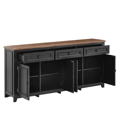 Buffet Avec 4 Portes Et 3 Tiroirs Noir