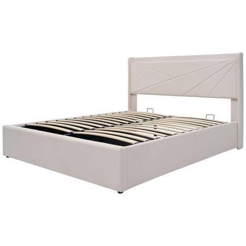 Lit Coffre 160 X 200cm Avec USB Lin En Beige - Lit Double But