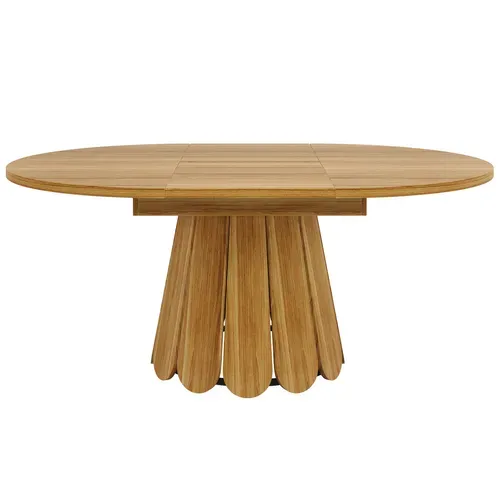 Table De Salle à Manger Ronde Extensible En Ovale 118-158 Cm Imitation Chêne