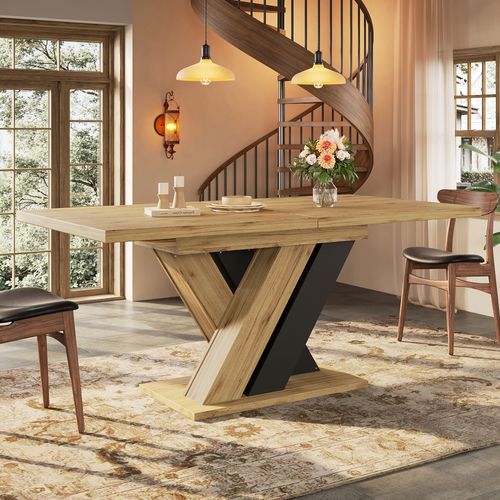 Table De Salle à Manger Extensible 119-158.5 Cm Bois + Noir