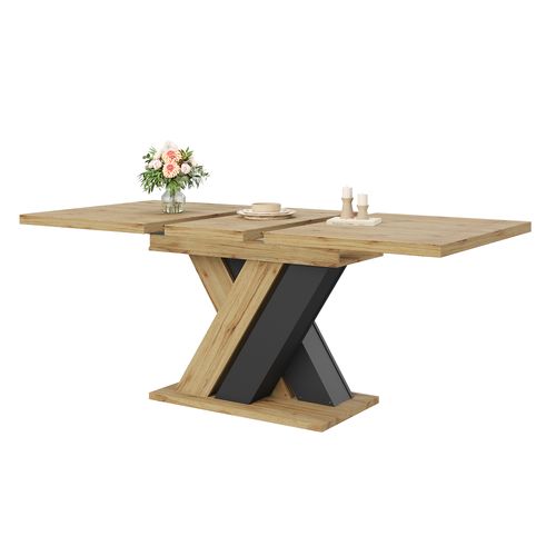 Table De Salle à Manger Extensible 119-158.5 Cm Bois + Noir