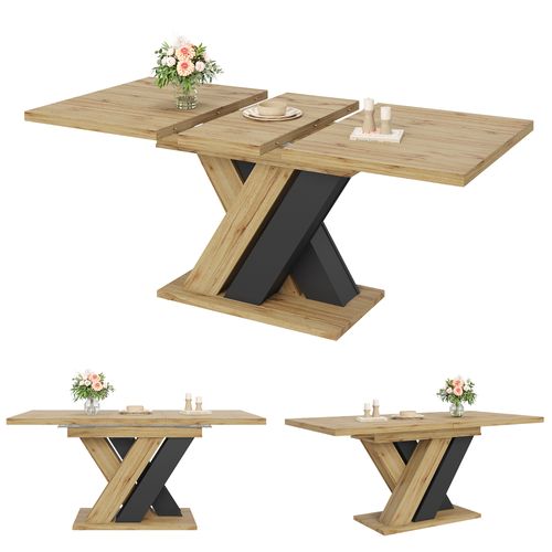 Table De Salle à Manger Extensible 119-158.5 Cm Bois + Noir