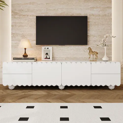 Meuble TV L.175cm Avec 2 Portes Et 4 Tiroirs Blanc