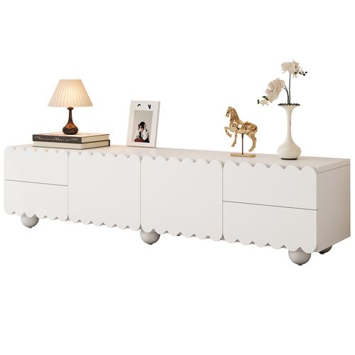 Meuble TV L.175cm Avec 2 Portes Et 4 Tiroirs Blanc