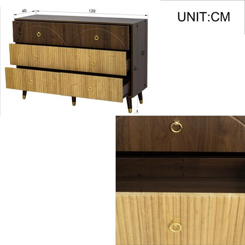 Commode 6 Tiroirs Marron
