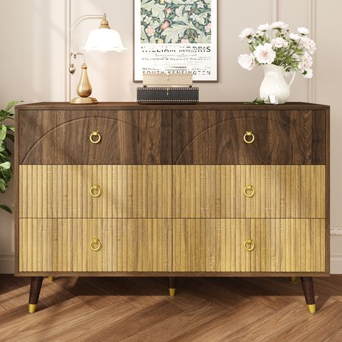 Commode 6 Tiroirs Marron