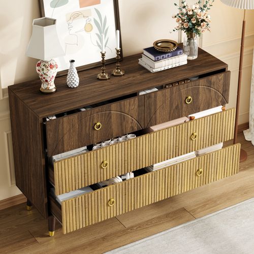 Commode 6 Tiroirs Marron