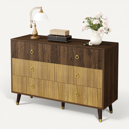 Commode 6 Tiroirs Marron