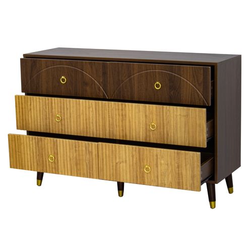Commode 6 Tiroirs Marron