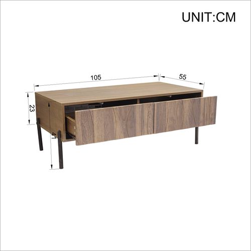 Table Basse Avec 2 Tiroirs Et Pieds En Métal Bois