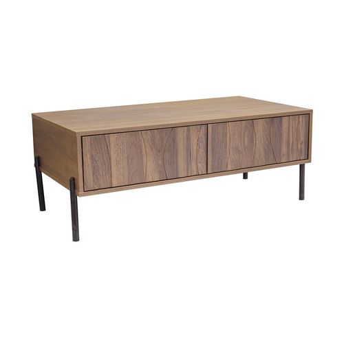Table Basse Avec 2 Tiroirs Et Pieds En Métal Bois