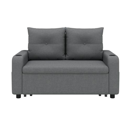 Canapé Convertible 2 Places Avec USB, Poches Latérales Et 2 Porte-gobelets Gris