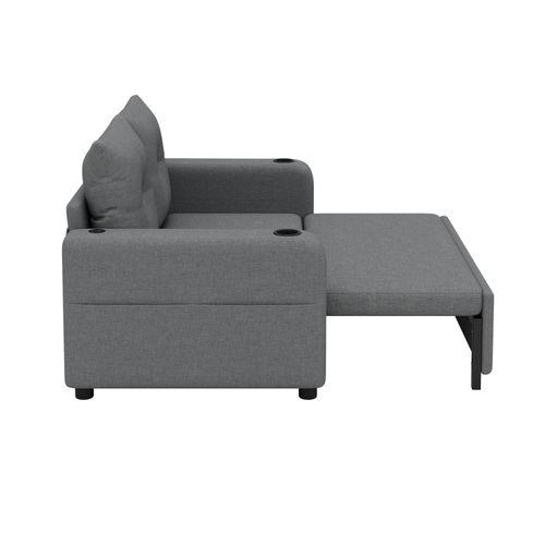 Canapé Convertible 2 Places Avec USB, Poches Latérales Et 2 Porte-gobelets Gris
