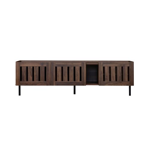 Meuble TV Bas-160 Cm-jusqu'à 65 Pouces-en Mdf-bonne Respirabilité-noyer Foncé